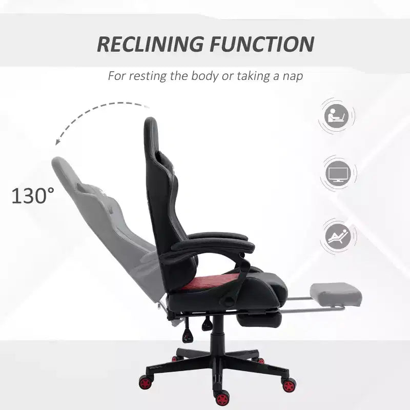 Chaise de jeu pivotante TUYOHW 300 lbs avec hauteur réglable, oreiller lombaire et appui-tête, fauteuil inclinable de bureau ergonomique pour le bureau et la maison, noir