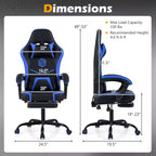 Sedia da Gaming Costway con Poggiatesta, Supporto Lombare, Braccioli a Collegamento, Schienale Reclinabile Bianco e Nero/Blu Marino e Nero