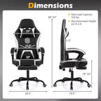 Sedia da Gaming Costway con Poggiatesta, Supporto Lombare, Braccioli a Collegamento, Schienale Reclinabile Bianco e Nero/Blu Marino e Nero