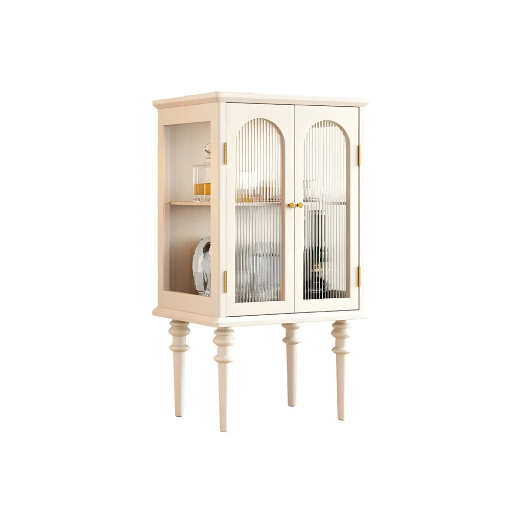 Armoire de rangement classique en bois d'hévéa et verre pour salon