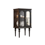 Armoire de rangement classique en bois d'hévéa et verre pour salon