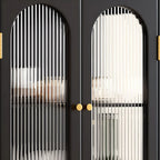 Armoire de rangement classique en bois d'hévéa et verre pour salon