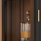 Armoire de rangement classique en bois d'hévéa et verre pour salon