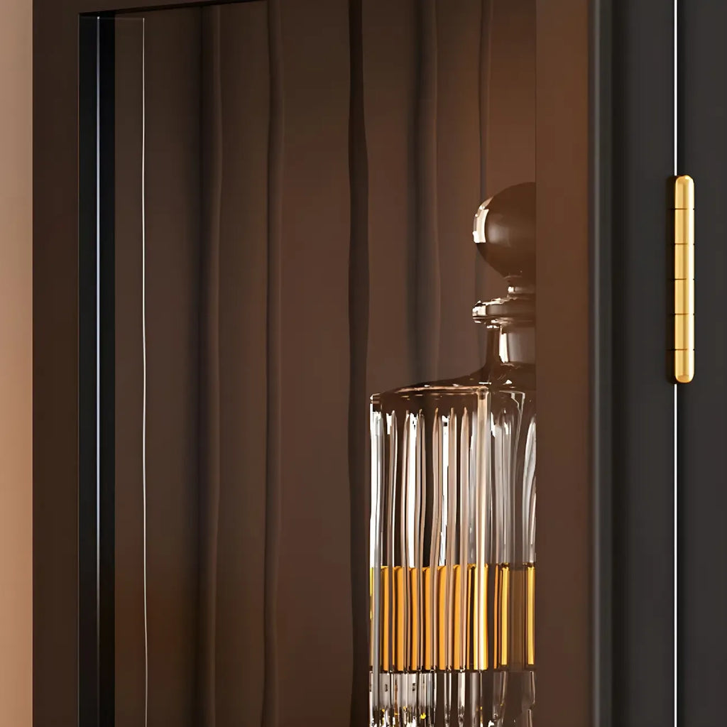 Armoire de rangement classique en bois d'hévéa et verre pour salon