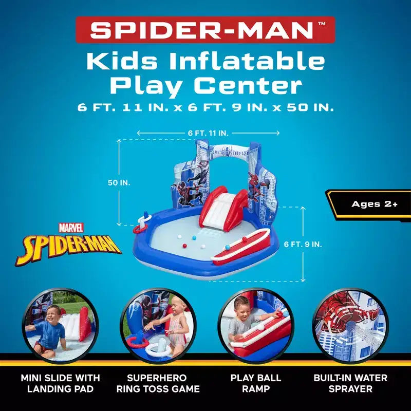 Centre de jeux aquatique gonflable Marvel Spider-Man, 2,11 m x 2,06 m x 1,27 m Activité pour enfants