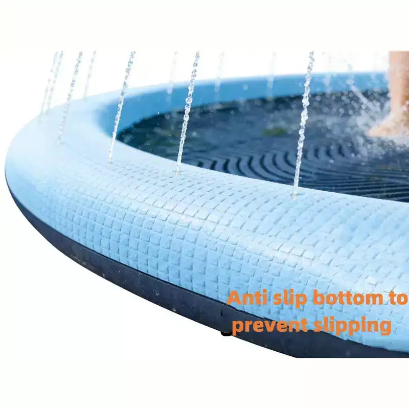 Jasonwell Tapis de jeu aquatique antidérapant pour enfants et chiens - Piscine à jet d'eau épaissie de 97 cm, jouet d'eau extérieur amusant pour enfants et animaux de compagnie, bleu