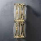 Applique murale géométrique moderne en métal doré et verre transparent
