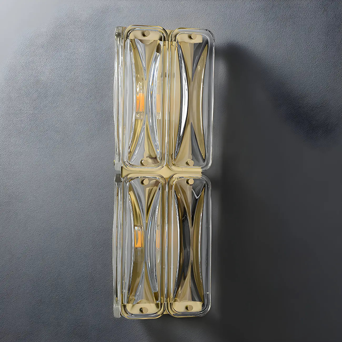 Applique murale géométrique moderne en métal doré et verre transparent