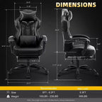 BALHAM TRADE-Sedia da gaming di lusso, sedia da ufficio con schienale alto, poggiapiedi, massaggio lombare, sedia da computer reclinabile