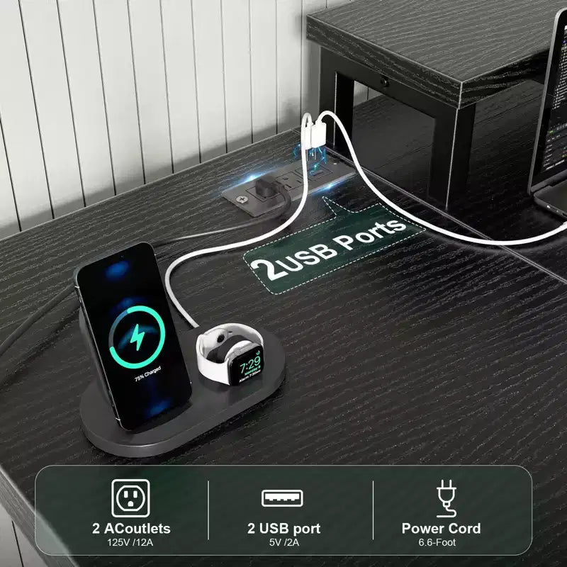 Bureau de Gamer TUYOHW,Bureau Informatique avec Support Moniteur,Structure en X,Station de Recharge USB,Bande Lumineuse LED,Plateau Épais,Bureau d'Écriture pour le Bureau