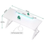 Bureau de Gamer TUYOHW,Bureau Informatique avec Support Moniteur,Structure en X,Station de Recharge USB,Bande Lumineuse LED,Plateau Épais,Bureau d'Écriture pour le Bureau