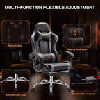 TUYOHW Sedia da Gaming Ergonomica con Poggiapiedi, Poltrona Reclinabile in Pelle PU con Poggiatesta e Bracciolo Fisso, Sedia da Ufficio per Studio