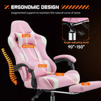 TUYOHW Sedia da Gaming Ergonomica con Poggiapiedi, Poltrona Reclinabile in Pelle PU con Poggiatesta e Bracciolo Fisso, Sedia da Ufficio per Studio
