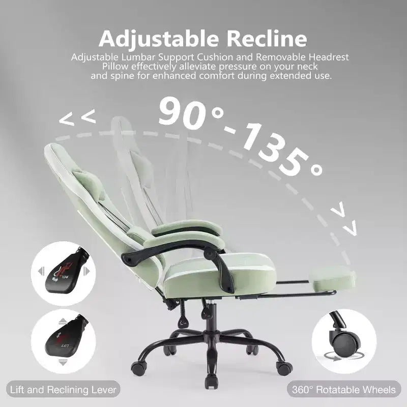 Sedia da ufficio ergonomica TUYOHW con braccioli imbottiti, sedia da gaming con supporto lombare, sedia girevole con ruote per casa, ufficio