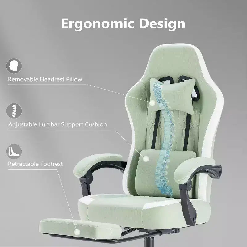 Sedia da ufficio ergonomica TUYOHW con braccioli imbottiti, sedia da gaming con supporto lombare, sedia girevole con ruote per casa, ufficio