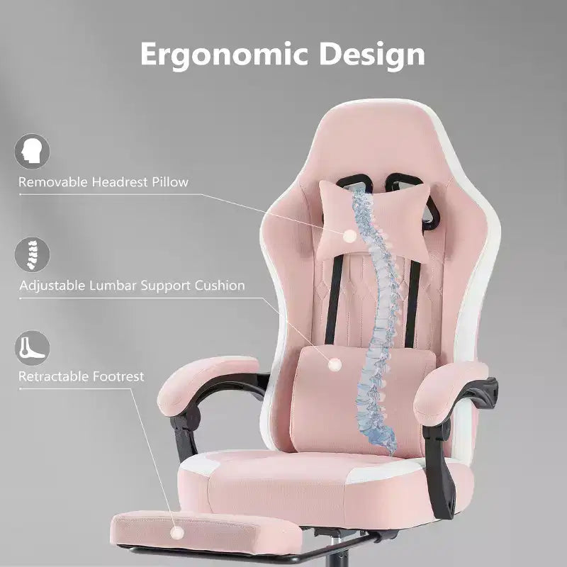 Sedia da ufficio ergonomica TUYOHW con braccioli imbottiti, sedia da gaming con supporto lombare, sedia girevole con ruote per casa, ufficio