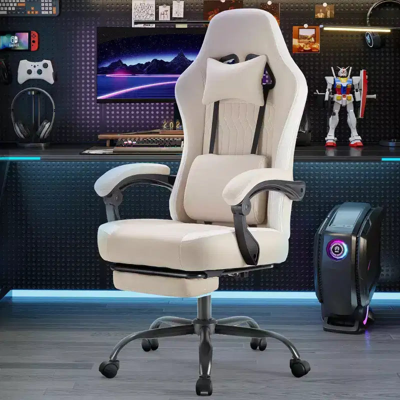 Sedia da ufficio ergonomica TUYOHW con braccioli imbottiti, sedia da gaming con supporto lombare, sedia girevole con ruote per casa, ufficio