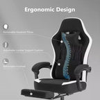Sedia da ufficio ergonomica TUYOHW con braccioli imbottiti, sedia da gaming con supporto lombare, sedia girevole con ruote per casa, ufficio