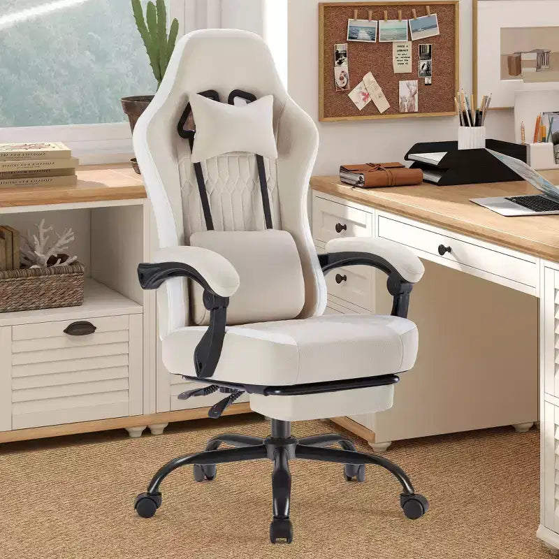 Sedia da ufficio ergonomica TUYOHW con braccioli imbottiti, sedia da gaming con supporto lombare, sedia girevole con ruote per casa, ufficio