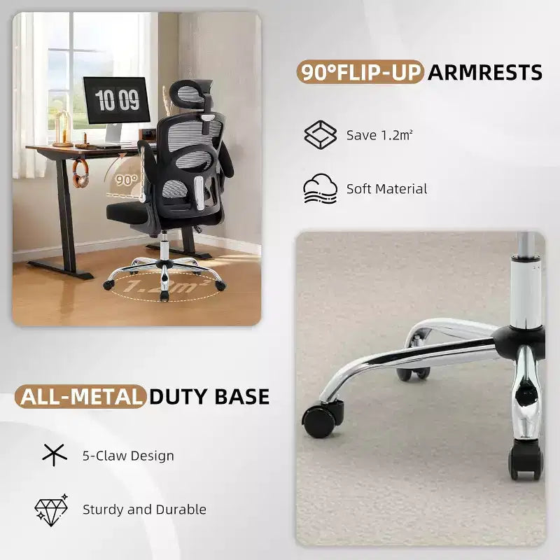 COZONY Sedia da scrivania ergonomica - Sedia da ufficio in rete con ruote, Sedia da gaming per computer con schienale alto e poggiatesta regolabile, Sedia da lavoro girevole con rotelle