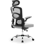 COZONY Ergonomic Desk Chair - Home Mesh Office Desk Chair with Wheels, High-Back Computer Gaming Chair with Adjustable Headrest for Home, Office, Gray