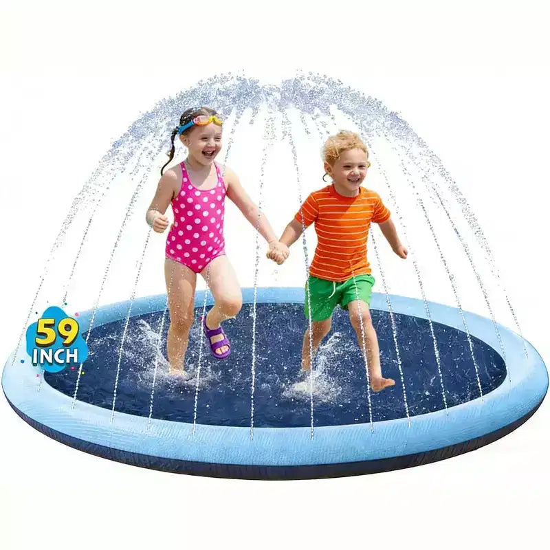Jasonwell 59 Non-Slip Splash Pad for Kids & Dogs, Thick Outdoor Sprinkler Pool Water Toy - Fun Blue Design for Summer Play