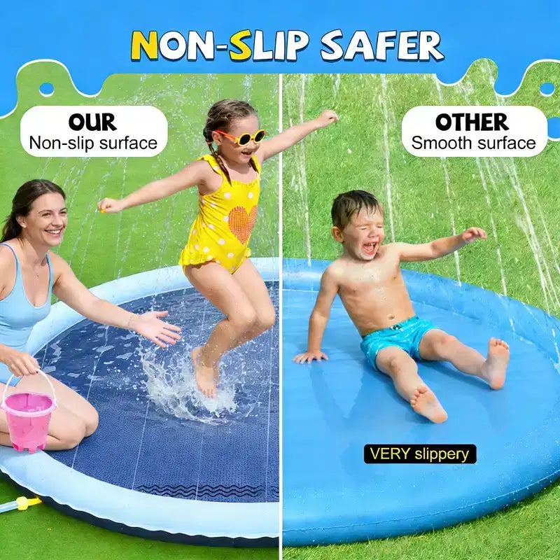 Jasonwell 59 Tapis de jeu aquatique antidérapant pour enfants et chiens, piscine avec jet d'eau épaisse pour l'extérieur – Design bleu amusant pour les jeux d'été