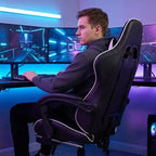 Sedia da gaming stile racing, sedia e-sports ergonomica con massaggio, pelle PU, schiuma stampata ad alta densità, comoda e sicura, bianca