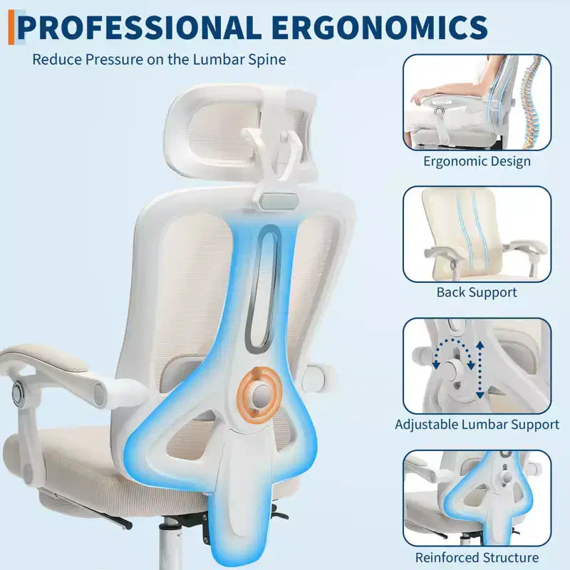 Sedia reclinabile ergonomica Acekool con poggiapiedi, supporto lombare e poggiatesta regolabili, per casa, ufficio, sala giochi