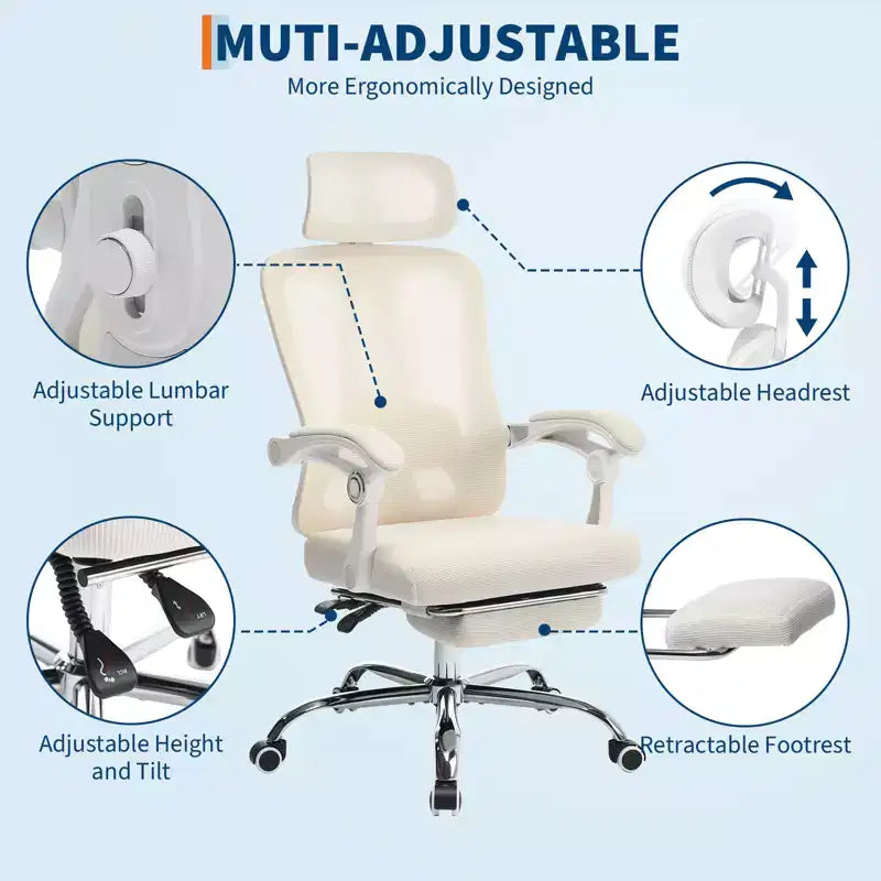 Sedia reclinabile ergonomica Acekool con poggiapiedi, supporto lombare e poggiatesta regolabili, per casa, ufficio, sala giochi