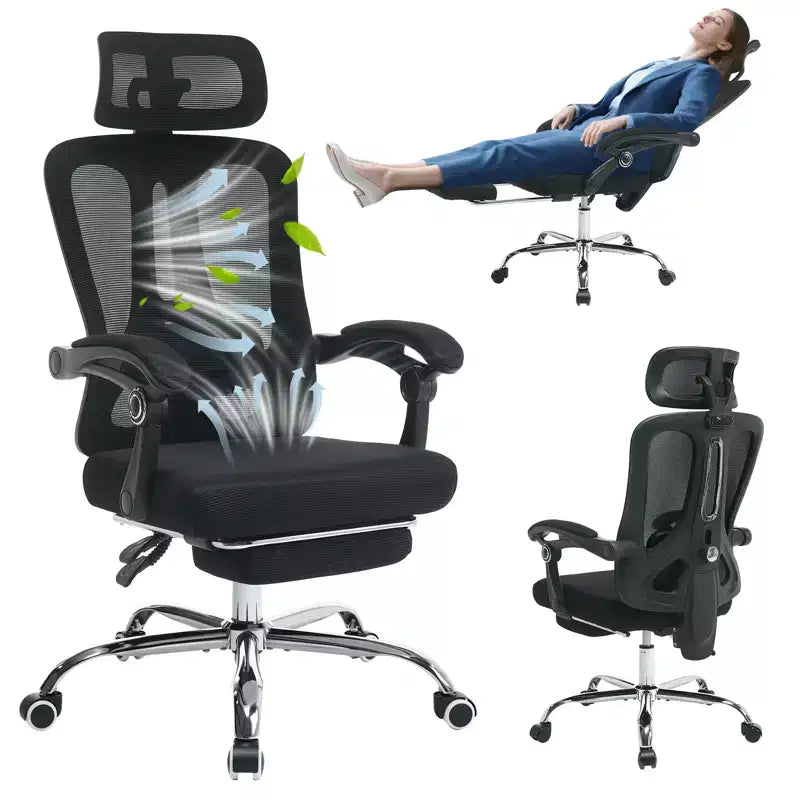 Sedia reclinabile ergonomica Acekool con poggiapiedi, supporto lombare e poggiatesta regolabili, per casa, ufficio, sala giochi
