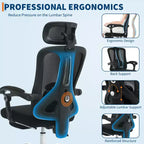 Sedia reclinabile ergonomica Acekool con poggiapiedi, supporto lombare e poggiatesta regolabili, per casa, ufficio, sala giochi
