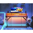 BALHAM TRADE - Bureau de jeu LED 48 pouces avec prises de courant, petite table d'ordinateur, support flottant pour écran