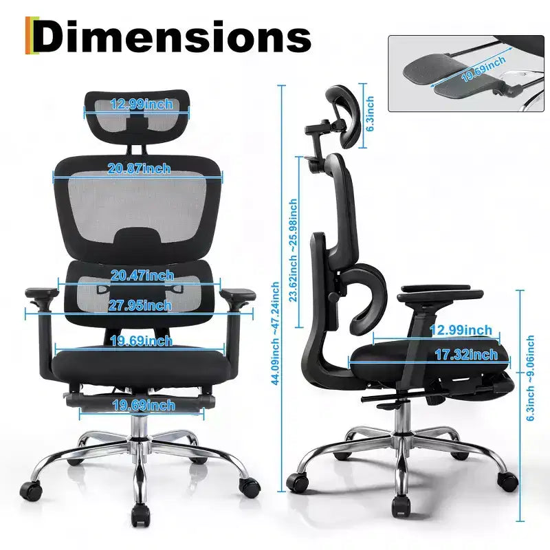 Sedia da gaming ergonomica in mesh per impieghi gravosi Sedia da ufficio con schienale alto, braccioli 4D ribaltabili, poggiatesta e supporto lombare regolabili, capacità 180 kg