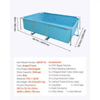 Piscine hors sol à cadre VEVOR, rectangulaire, 299,7 x 198,1 x 76,2 cm, cadre en acier, capacité de 3960 litres, bleue