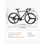 Vélo de course NAYSAYE 700C avec 21 vitesses, cadre en acier au carbone et freins à disque pour les déplacements urbains, Noir, 53.74*8.27*29.13