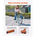 VEVOR Cruiser Bike, 1 velocità, Bici da spiaggia Cruiser da 26 pollici azzurra con cestino di grande capacità e portapacchi posteriore, Bici Cruiser sicura e robusta, azzurra