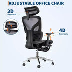 Sedia da Ufficio Ergonomica, Comoda Sedia da Scrivania con Schienale Alto e Braccioli Regolabili 3D, Sedia Girevole per Lavoro, Studio, Gaming
