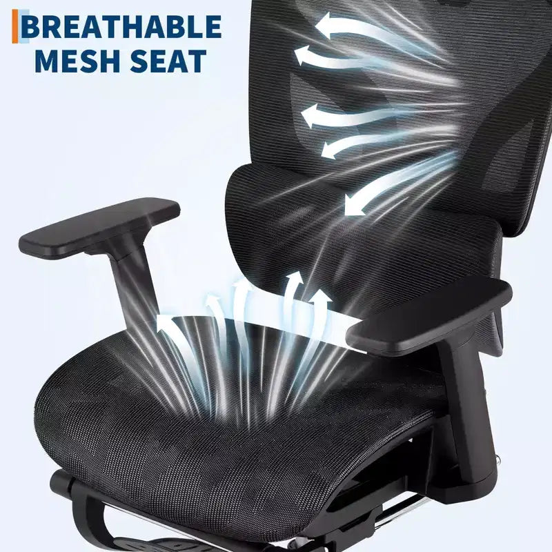 Sedia da Ufficio Ergonomica, Comoda Sedia da Scrivania con Schienale Alto e Braccioli Regolabili 3D, Sedia Girevole per Lavoro, Studio, Gaming