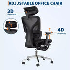 Sedia da Ufficio Ergonomica, Comoda Sedia da Scrivania con Schienale Alto e Braccioli Regolabili 3D, Sedia Girevole per Lavoro, Studio, Gaming