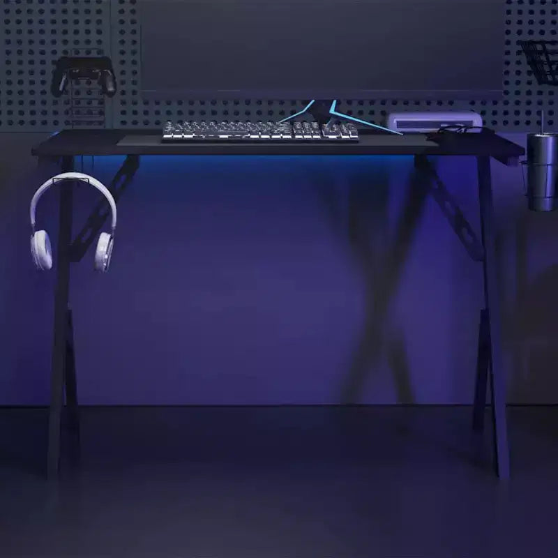 vidaXL Bureau de gaming avec pieds en Y, bureau d'ordinateur ergonomique, bureau d'ordinateur de jeu robuste