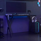 vidaXL Bureau de gaming avec pieds en Y, bureau d'ordinateur ergonomique, bureau d'ordinateur de jeu robuste