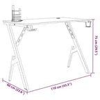 vidaXL Bureau de gaming avec pieds en Y, bureau d'ordinateur ergonomique, bureau d'ordinateur de jeu robuste