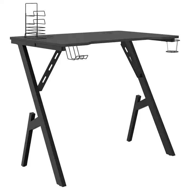 vidaXL Bureau de gaming avec pieds en Y, bureau d'ordinateur ergonomique, bureau d'ordinateur de jeu robuste