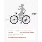Vélo hybride VEVOR, cadre léger en aluminium, vélo hybride pour hommes et femmes avec roues de 700c, vélos de ville urbains à enjambement bas pour adultes, blanc