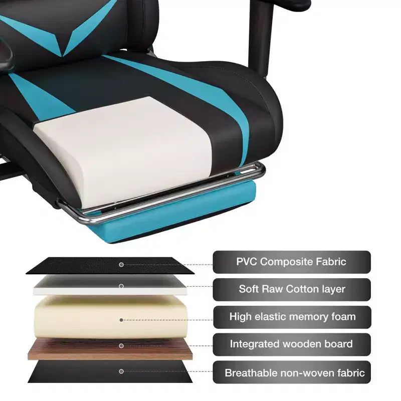 Sedia da Gaming Reclinabile per Massaggio Hoffree, Ergonomica da Ufficio per PC con Altoparlante Bluetooth e Luci RGB