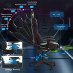 Sedia da Gaming Reclinabile per Massaggio Hoffree, Ergonomica da Ufficio per PC con Altoparlante Bluetooth e Luci RGB