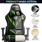 Sedia da Gaming Reclinabile per Massaggio Hoffree, Ergonomica da Ufficio per PC con Altoparlante Bluetooth e Luci RGB