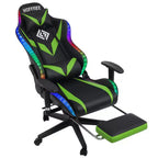Sedia da Gaming Reclinabile per Massaggio Hoffree, Ergonomica da Ufficio per PC con Altoparlante Bluetooth e Luci RGB