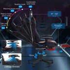 Sedia da Gaming Reclinabile per Massaggio Hoffree, Ergonomica da Ufficio per PC con Altoparlante Bluetooth e Luci RGB